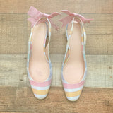 J Crew Rainbow Gingham Slingback Pumps- Size 9