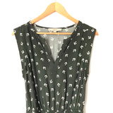 LOFT Olive Pattern Drawstring Waist Dress- Size S