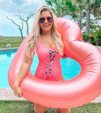 No Boundaries Pink With Animal Print Lace Up High Leg One Piece Swimsuit NWT- Size M
