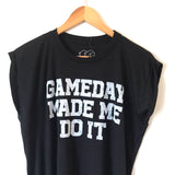 Live Love Gameday “Gameday Made Me Do It” Graphic Black Short Sleeve Top NWT- Size M
