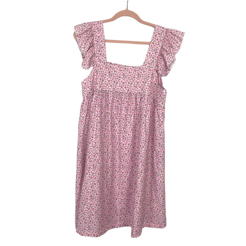 No Brand Pink/Blue Floral Print Dress- Size S