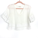 Sugar + Lips White Linen Blend Top- Size XS (see notes)