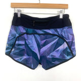 Lululemon Purple/Blue/Black Printed Speed Shorts- Size 4