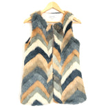 Davi & Dani Chevron Fur Vest- Size S