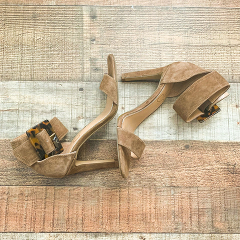 Jessica Simpson Brown Suede Like Tortoise Ankle Buckle Heels - Size 7 (Like New Condition!)