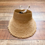 Target Natural Straw Raw Edge Visor Hat with Adjustable Tie Back