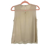 Joie Beige 100% Silk with Front Lace Overlay Top- Size XS