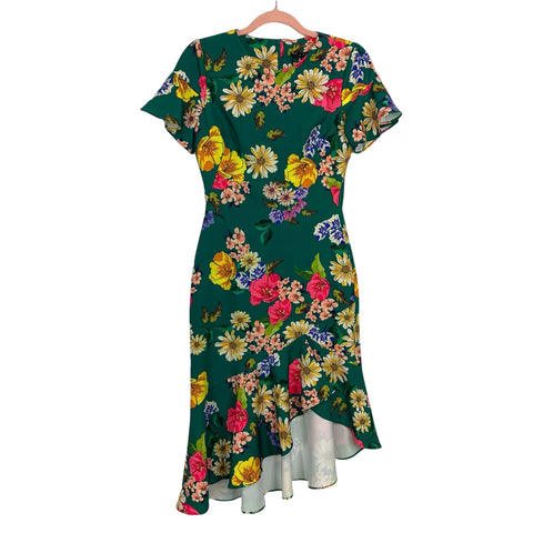 Black Halo Green Floral Asymmetrical Hem Dress NWT- Size 2 (sold out online)