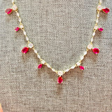 Melinda Maria Gold CZ with Red Stones Necklace