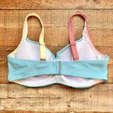 Lands End Blue/Yellow/Red Color Block Seersucker Twist Front Underwire Bikini Top- Size 18W (we have matching bottoms, sold out online)