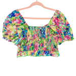 Show Me Your Mumu Neon Print Puff Sleeve Crop Top- Size XL (we have matching skort)
