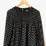 Listicle Black and Gold Smocked Top Long Sleeve Dress- Size S