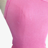 Nikibiki Pink Ribbed One Shoulder Cropped Tank- One Size (see notes)