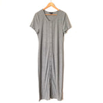 AE Studio Grey Ribbed Short Sleeve Button Up Dress- Size XL