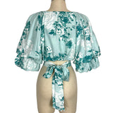 Vestique Light Blue Floral Print Tie Back Top NWT- Size M (sold out online, we have matching shorts)