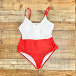 Meet Curve Red/White Back Cut Out Padded One Piece- Size XL