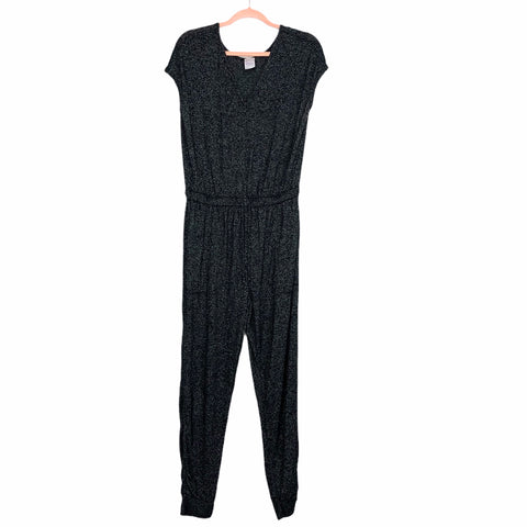 Stars Above Black Heathered Drawstring Waist Jumpsuit- Size M