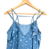 1250C Star Print Chambray Dress with Strappy Back- Size S