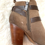 Ivanka Trump Tan Suede Bootie with Leather Straps- Size 6