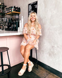 Shein Pink Floral Off the Shoulder Ruffle Dress- Size L
