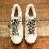 No Brand White Star Print Animal Print Lace Sneakers- Size 39 (US 8.5)