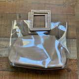 No Brand Clear Handbag with Leather Handles and Small Removable Zipper Bag