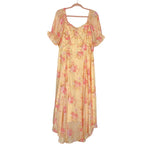 Ivy City Yellow and Pink Floral Print Dress- Size XXL