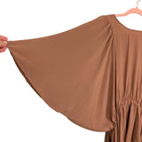 Mustard Seed Brown Elastic Waist Batwing Sleeve with Tie Back Top NWT- Size M