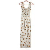 Zesica (Amazon) Ivory with Tan Polka Dots Smocked Bodice Maxi Dress NWT- Size S