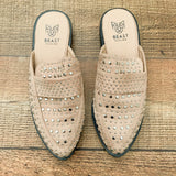 Beast Tan Silver Studded Mules- Size 6.5