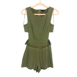 Miss Avenue Olive Cut Out Gold Belted Romper NWT- Size S