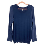 Joie Navy Wool and Cashmere Blend Top with Silk Sleeves- Size M