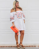 Free People Embroidered Off the Shoulder Baby Blue Dress- Size L