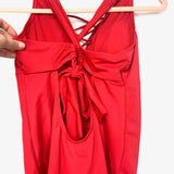 No Brand Red Lace Up Front Criss Cross Tie Back Swimsuit- Size ~L (See Notes)