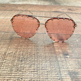 No Brand Silver Frame Pink Lens With Silver Studs Sunglasses