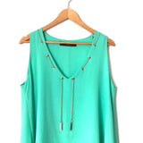 Forever Unique Turquoise Asymmetrical Hem with Chain- Size ~S (see notes)