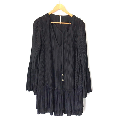 Free People “Can’t Help It” Black Pleated Drop Waist Dress- Size XS