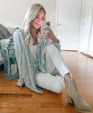 Chris & Carol Heathered Dolman Sleeve Round Hem Hooded Cardigan- Size S