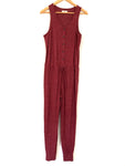 Madewell Heathered Cranberry Half Button Up Drawstring Jumpsuit- Size S