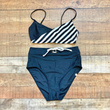 Summersalt Black and White Striped Padded Bikini Top- Size 4 (we have matching bottoms)
