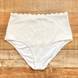 Aerie White Waffle Scalloped High Waisted Bikini Bottoms- Size L (we have matching top)