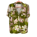 Stars Above Green Floral Beautiful Soft Fabric Sleepwear Notch Collar Top and Shorts Pajama Set- Size M