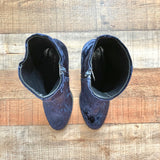 New Look Blue Crushed Velvet Booties- Size 7/40 (US 9)