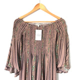 La Miel Layla James Off the Shoulder Smocked Bodice Bell Sleeve Dress NWT- Size S
