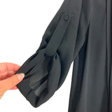 BCBGMaxazria Black Pleated Detail with Roll Tab Sleeve Tunic/Top- Size S
