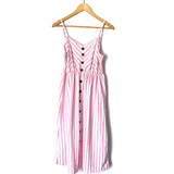 No Brand Pink & White Faux Button Midi Dress- Size XL (see notes)