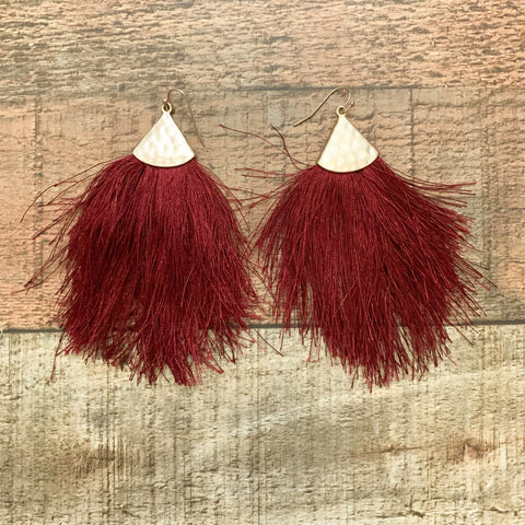 Gold and Burgundy Statement Earrings