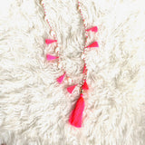 Lilly Pulitzer Hot Pink Beaded and Tassel Necklace NWT
