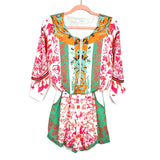 BD Collection Zipper Front Printed Romper- Size S (see notes)