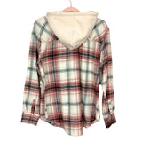 Impressions Plaid Hooded Button Up Flannel- Size M